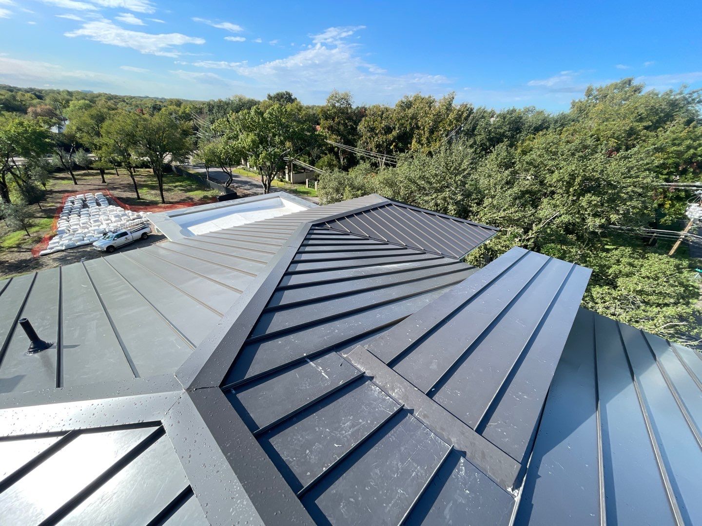 Finished standing seam roof and valleys