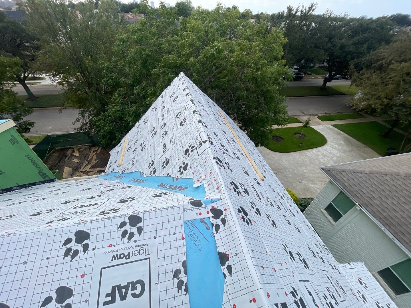 Synthetic underlayment on the main roof